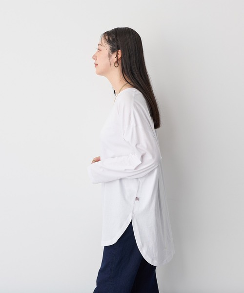 anyfee（エニフィー）の「【anyfee/プラスサイズ】ラウンドヘムロングスリーブワイドTEE《大きいサイズ》（Tシャツ/カットソー・レディース・ブラック/チャコール/オフホワイト/ピンク・3L/4L/5L/LL）」の21枚目の写真