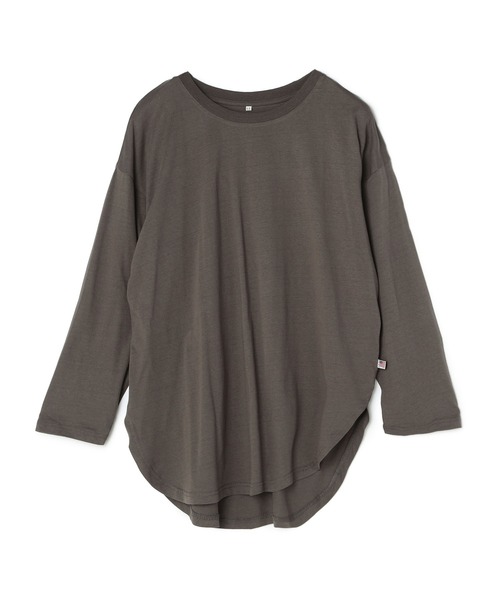 anyfee（エニフィー）の「【anyfee/プラスサイズ】ラウンドヘムロングスリーブワイドTEE《大きいサイズ》（Tシャツ/カットソー・レディース・ブラック/チャコール/オフホワイト/ピンク・3L/4L/5L/LL）」の10枚目の写真