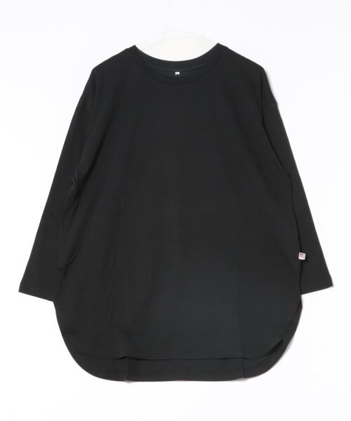 anyfee（エニフィー）の「【anyfee/プラスサイズ】ラウンドヘムロングスリーブワイドTEE《大きいサイズ》（Tシャツ/カットソー・レディース・ブラック/チャコール/オフホワイト/ピンク・3L/4L/5L/LL）」の5枚目の写真