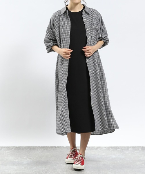 GLOBAL WORK Smile Seed Store（グローバルワーク スマイルシードストア）の「スタンダードシャツワンピース/175883（シャツワンピース・レディース・ピンク/グレー・MEDIUM/LARGE）」の4枚目の写真