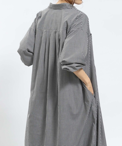 GLOBAL WORK Smile Seed Store（グローバルワーク スマイルシードストア）の「スタンダードシャツワンピース/175883（シャツワンピース・レディース・ピンク/グレー・MEDIUM/LARGE）」の7枚目の写真