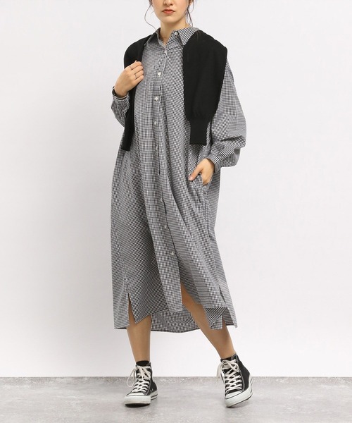 GLOBAL WORK Smile Seed Store（グローバルワーク スマイルシードストア）の「スタンダードシャツワンピース/175883（シャツワンピース・レディース・ピンク/グレー・MEDIUM/LARGE）」の9枚目の写真