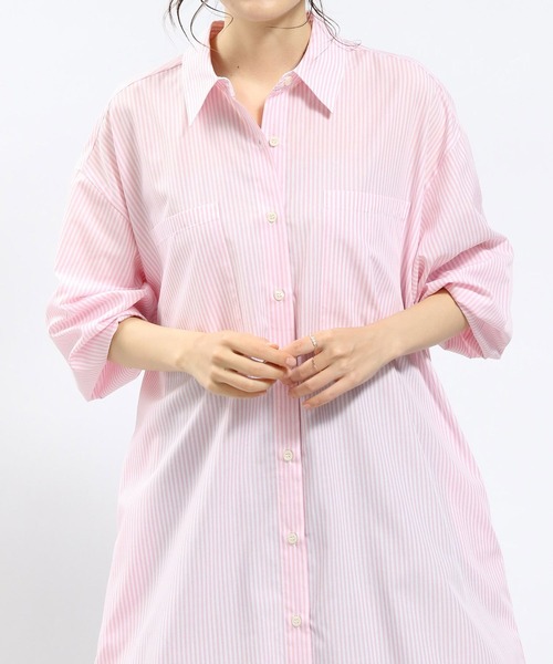 GLOBAL WORK Smile Seed Store（グローバルワーク スマイルシードストア）の「スタンダードシャツワンピース/175883（シャツワンピース・レディース・ピンク/グレー・MEDIUM/LARGE）」の15枚目の写真