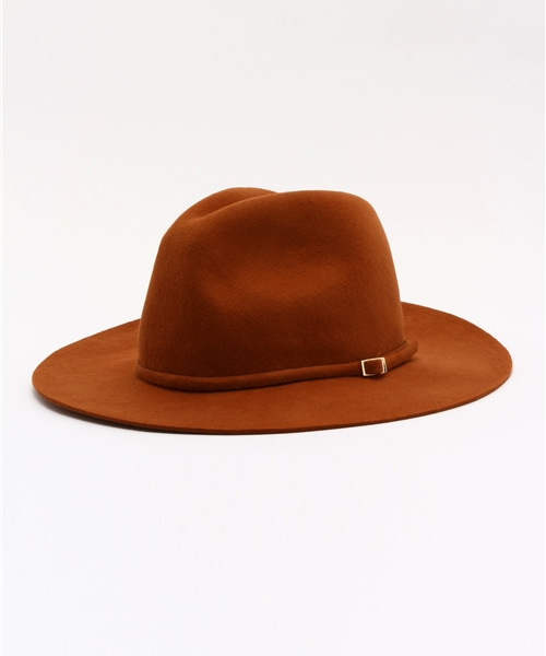 Omekashi(オメカシ)の「【Omekashi】ベルト付フェルトハット(ハット・レディース・オレンジ/ブラック/キャメル/ライトグレー・フリ-)」の1枚目の写真