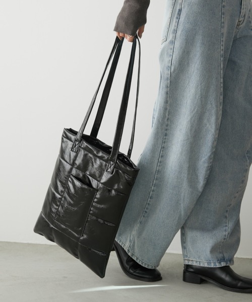 Aunt Marie's（アントマリーズ）の「キルティングトートBAG/PC,A4収納可能（トートバッグ・レディース・ブラック/シルバー/ブラウン・FREE）」の9枚目の写真