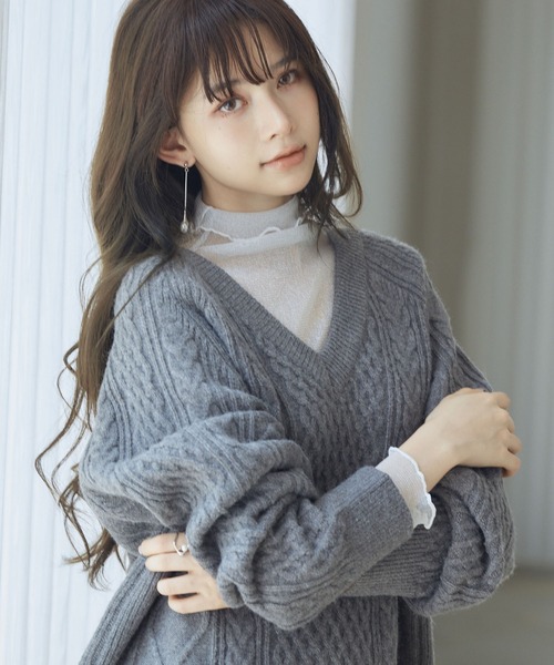 SAISON DE PAPILLON(セゾンドパピヨン)の「お洒落に見せるシアートップス(シャツ/ブラウス・レディース・ブラック/グレー/ベージュ/ホワイト/ピンク・M/L/XL)」の7枚目の写真