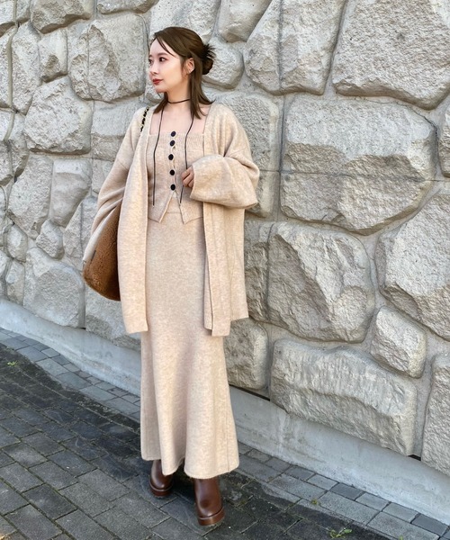 LAULEN（ローレン）の「knit cardigan tops skirt 3set /【3点セット】ニットカーディガンロングスカート（セットアップ・レディース・アイボリー/グレー/ブラウン/ブラック・FREE）」の12枚目の写真