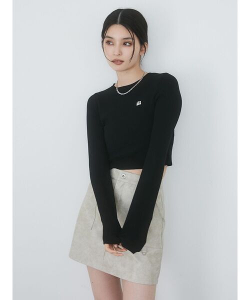 MURUA（ムルーア）の「ロゴプレートベーシックニット（ニット/セーター・レディース・ブルー/ブラック/アイボリー/モカ/ピンク・FREE）」の8枚目の写真