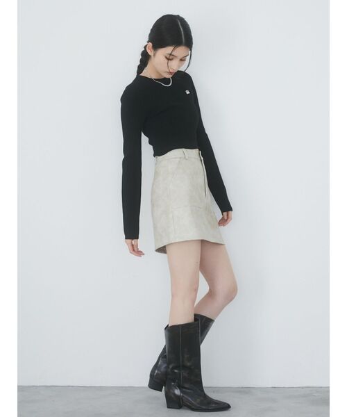 MURUA（ムルーア）の「ロゴプレートベーシックニット（ニット/セーター・レディース・ブルー/ブラック/アイボリー/モカ/ピンク・FREE）」の10枚目の写真