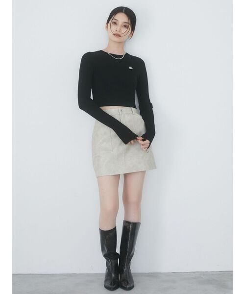 MURUA（ムルーア）の「ロゴプレートベーシックニット（ニット/セーター・レディース・ブルー/ブラック/アイボリー/モカ/ピンク・FREE）」の12枚目の写真