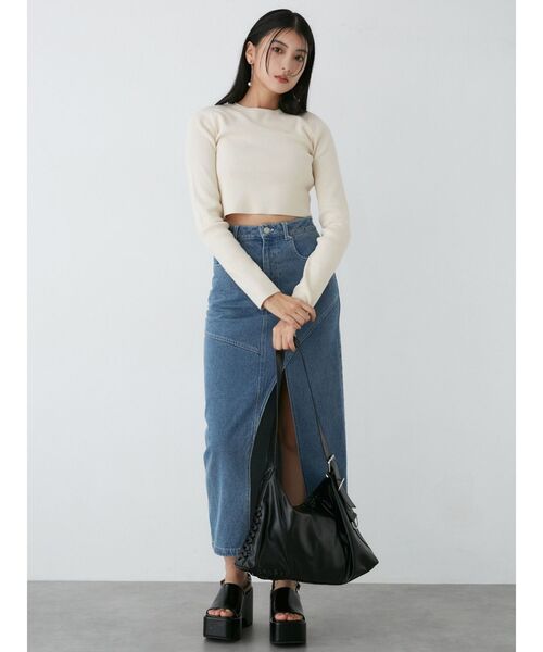 MURUA（ムルーア）の「ロゴプレートベーシックニット（ニット/セーター・レディース・ブルー/ブラック/アイボリー/モカ/ピンク・FREE）」の14枚目の写真