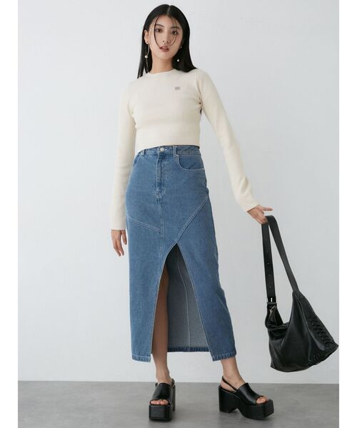 MURUA（ムルーア）の「ロゴプレートベーシックニット（ニット/セーター・レディース・ブルー/ブラック/アイボリー/モカ/ピンク・FREE）」の15枚目の写真