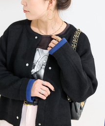 B.C STOCK | 《追加5》2層スムース編みニットブルゾン(カーディガン/ボレロ)