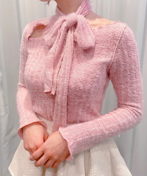 【タグ付き新品】 lilLilly トップス リボン フリル ピンク リルリリー タグ付き新品】 lilLilly トップス リボン フリル ピンク