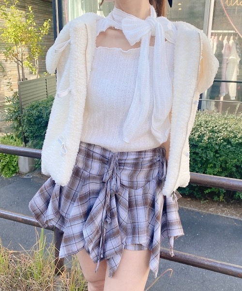 lilLilly(リルリリー)の「リボンチョーカーシャギーニットトップス(ニット/セーター・レディース・ブラック/ホワイト/ピンク・FREE)」の11枚目の写真