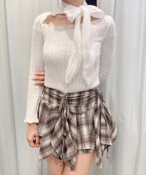 lilLilly(リルリリー)の「リボンチョーカーシャギーニットトップス(ニット/セーター・レディース・ブラック/ホワイト/ピンク・FREE)」の10枚目の写真