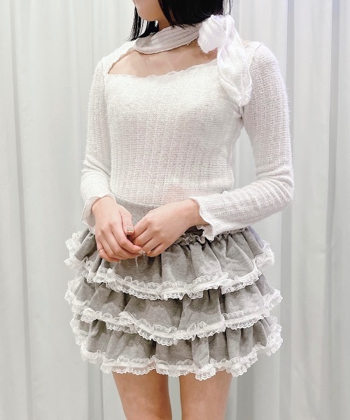 lilLilly(リルリリー)の「リボンチョーカーシャギーニットトップス(ニット/セーター・レディース・ブラック/ホワイト/ピンク・FREE)」の14枚目の写真