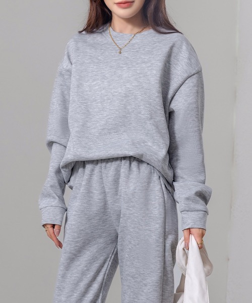 DAY CLOSET(デイ クローゼット)の「【セットアップ/ワンマイルOK】長袖ノームコアドロップショルダースウェット+ロングパンツ 上下2点セット レディース(スウェット・レディース・アイボリー/オートミール/グレー/チャコールグレー/ブラック・FREE)」の21枚目の写真