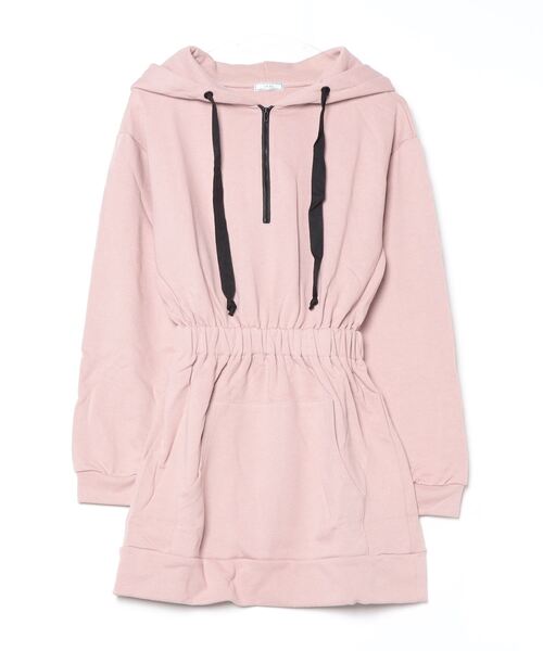 IRAL（アイラル）の「HOODIE ONE PIECE（ワンピース・レディース・ブラック/ホワイト/ピンク/ベージュ・FREE）」の4枚目の写真