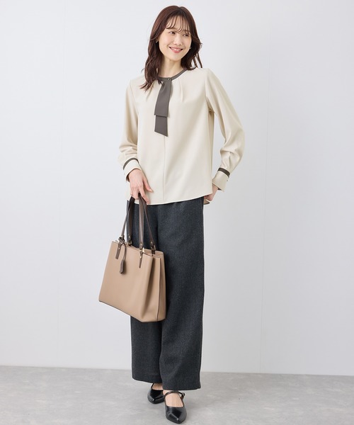 ROPE' PICNIC(ロペピクニック)の「ジョーゼット配色ボウタイ風ブラウス/セレモニー・通勤対応(シャツ/ブラウス・レディース・ホワイト/ホワイト系その他/ライトグリーン/ベージュ/ブルー系その他・36/38)」の7枚目の写真