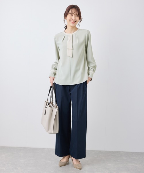 ROPE' PICNIC(ロペピクニック)の「ジョーゼット配色ボウタイ風ブラウス/セレモニー・通勤対応(シャツ/ブラウス・レディース・ホワイト/ホワイト系その他/ライトグリーン/ベージュ/ブルー系その他・36/38)」の12枚目の写真