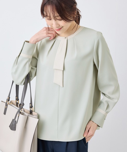 ROPE' PICNIC(ロペピクニック)の「ジョーゼット配色ボウタイ風ブラウス/セレモニー・通勤対応(シャツ/ブラウス・レディース・ホワイト/ホワイト系その他/ライトグリーン/ベージュ/ブルー系その他・36/38)」の14枚目の写真