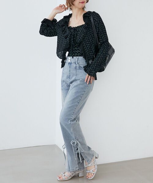 MAJESTIC LEGON（マジェスティックレゴン）の「カップ付きシャーリングキャミ（キャミソール・レディース・A/アイボリー/B/ブラック系その他/C・MEDIUM）」の22枚目の写真