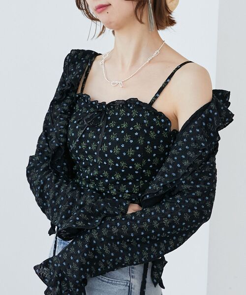 MAJESTIC LEGON（マジェスティックレゴン）の「カップ付きシャーリングキャミ（キャミソール・レディース・A/アイボリー/B/ブラック系その他/C・MEDIUM）」の20枚目の写真