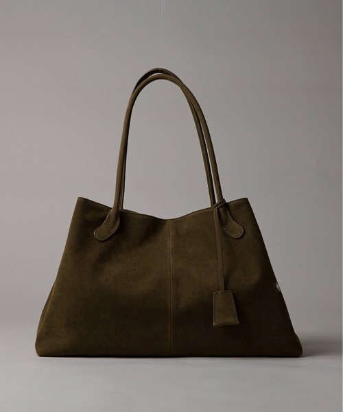 3-12B27 スエード ビッグスクエア トートバッグ ブラウン オリーブ キャメル（トートバッグ）｜folka（フォルカ）