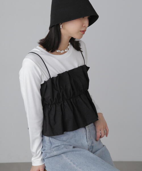 FREE'S MART（フリーズマート）の「シャイニーキャミソールビスチェ（シャツ/ブラウス・レディース・ブラック/ホワイト/ピンク・FREE）」の4枚目の写真