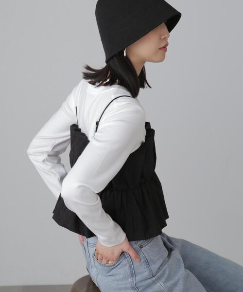 FREE'S MART（フリーズマート）の「シャイニーキャミソールビスチェ（シャツ/ブラウス・レディース・ブラック/ホワイト/ピンク・FREE）」の5枚目の写真