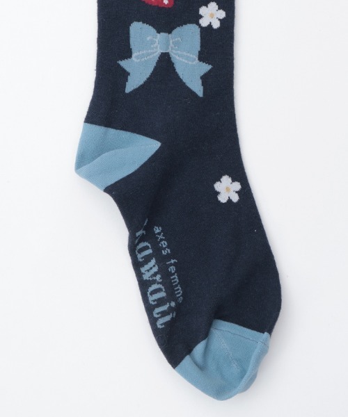 axes femme kawaii(アクシーズファムカワイイ)の「いちご柄オーバーニー(ソックス/靴下・レディース・ピンク/ホワイト/ネイビー・FREE)」の17枚目の写真