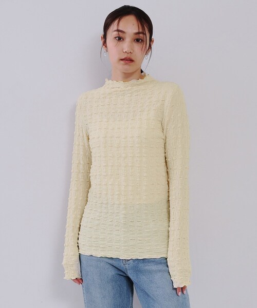 OPAQUE.CLIP（オペークドットクリップ）の「◆ぽこぽこハイネックカットソー【洗濯機洗い可】（Tシャツ/カットソー・レディース・ブラック/オフホワイト/ライトベージュ・00）」の12枚目の写真
