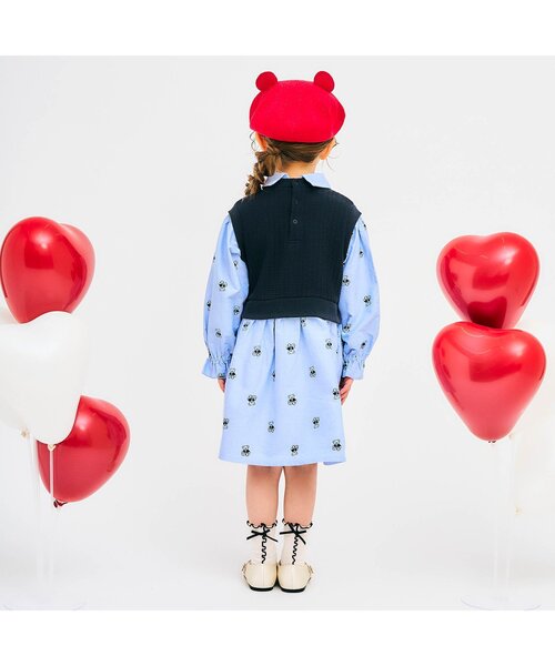 apres les cours（アプレレクール）の「tiny bear ベストドッキングワンピース（ワンピース・キッズ・ネイビー/ベージュ・100/80/120/110/90）」の7枚目の写真