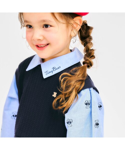 apres les cours（アプレレクール）の「tiny bear ベストドッキングワンピース（ワンピース・キッズ・ネイビー/ベージュ・100/80/120/110/90）」の9枚目の写真