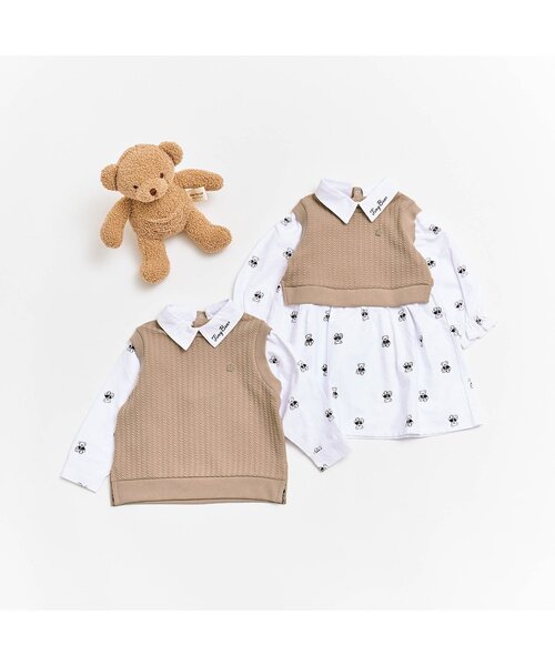 apres les cours（アプレレクール）の「tiny bear ベストドッキングワンピース（ワンピース・キッズ・ネイビー/ベージュ・100/80/120/110/90）」の12枚目の写真
