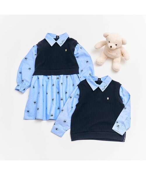 apres les cours（アプレレクール）の「tiny bear ベストドッキングワンピース（ワンピース・キッズ・ネイビー/ベージュ・100/80/120/110/90）」の13枚目の写真