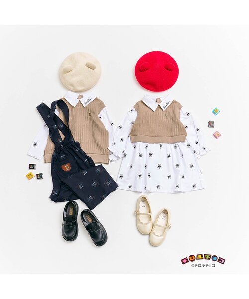 apres les cours（アプレレクール）の「tiny bear ベストドッキングワンピース（ワンピース・キッズ・ネイビー/ベージュ・100/80/120/110/90）」の14枚目の写真