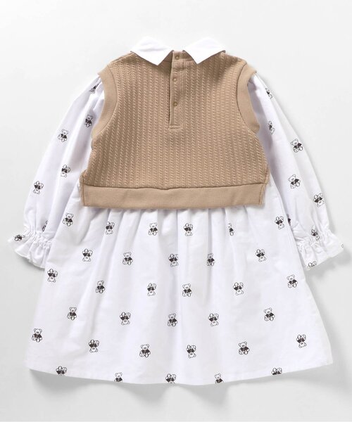 apres les cours（アプレレクール）の「tiny bear ベストドッキングワンピース（ワンピース・キッズ・ネイビー/ベージュ・100/80/120/110/90）」の21枚目の写真