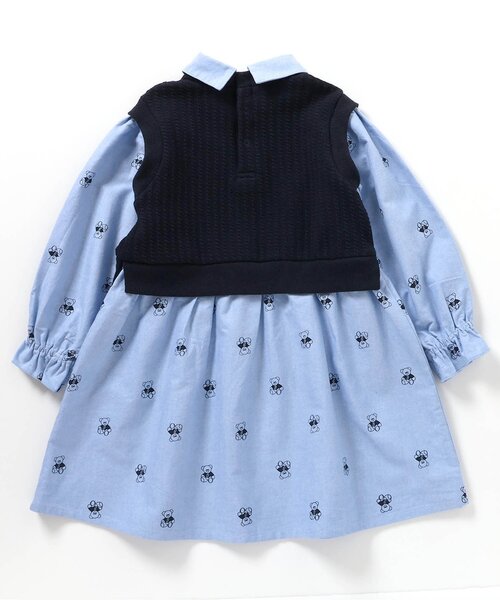 apres les cours（アプレレクール）の「tiny bear ベストドッキングワンピース（ワンピース・キッズ・ネイビー/ベージュ・100/80/120/110/90）」の22枚目の写真