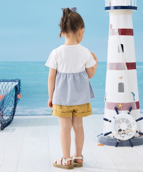 combimini（コンビミニ）の「半袖レイヤード風トップス（コードレーン）（Tシャツ/カットソー・キッズ・ブルー・80/90/100/110/120）」の4枚目の写真