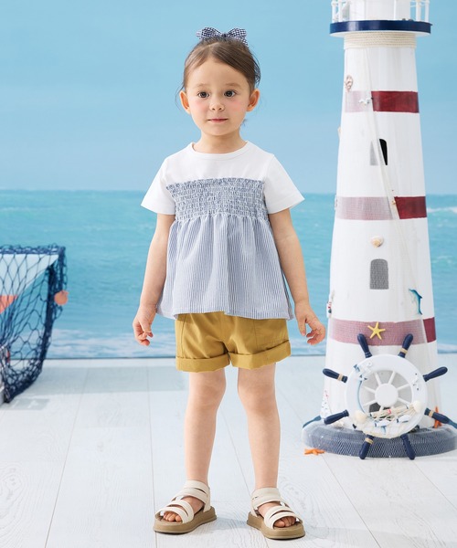 combimini（コンビミニ）の「半袖レイヤード風トップス（コードレーン）（Tシャツ/カットソー・キッズ・ブルー・80/90/100/110/120）」の6枚目の写真