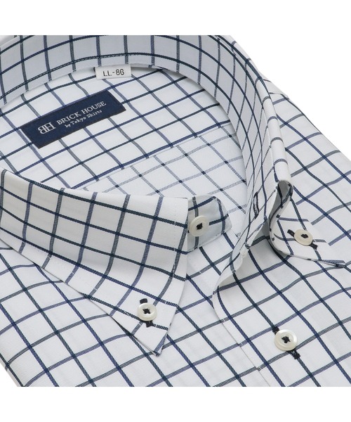 TOKYO SHIRTS（トウキョウシャツ）の「透け防止 形態安定ノーアイロン ボタンダウン 長袖ビジネスワイシャツ（ビジネスシャツ・メンズ・ネイビー・首回り37cm-裄丈80cm/首回り39cm-裄丈80cm/首回り39cm-裄丈84cm/首回り41cm-裄丈82cm/首回り41cm-裄丈86cm/首回り42cm-裄丈82cm/首回り42cm-裄丈86cm/首回り43cm-裄丈82cm/首回り43cm-裄丈86cm/首回り37cm-裄丈84cm）」の2枚目の写真