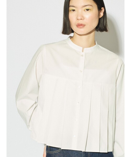 MIDIUMISOLID(ミディウミソリッド)の「MIDIUMISOLID for Ladies スタンドカラープリーツシャツ(シャツ/ブラウス・レディース・オフホワイト/ライトブルー/ブラック・FREE)」の11枚目の写真