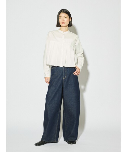 MIDIUMISOLID(ミディウミソリッド)の「MIDIUMISOLID for Ladies スタンドカラープリーツシャツ(シャツ/ブラウス・レディース・オフホワイト/ライトブルー/ブラック・FREE)」の12枚目の写真