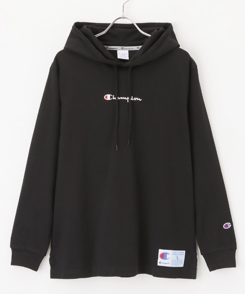 Champion(チャンピオン)の「Champion ロゴ刺繍フード付きロングスリーブTシャツ(その他トップス・メンズ・ホワイト/ブラック・M/L/XL)」の2枚目の写真