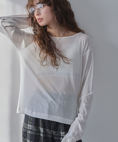 bohmal(ボマール)の「前後2WAYシアーロングトップス【大きいサイズ有り】(Tシャツ/カットソー・レディース・ブルー/グレー/ライム/ホワイト/ブラック/ピンク・M~L/LL~3L)」の2枚目の写真