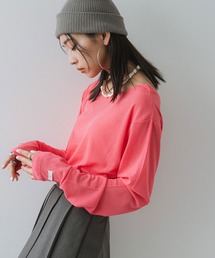 売れ筋商品|||Ｔシャツカットソー レディース 春夏秋用 ボトルネック 長袖 ピンク/グレー/モカ M/L レディースのTシャツ/カットソー（ピンク/桃色系・長袖