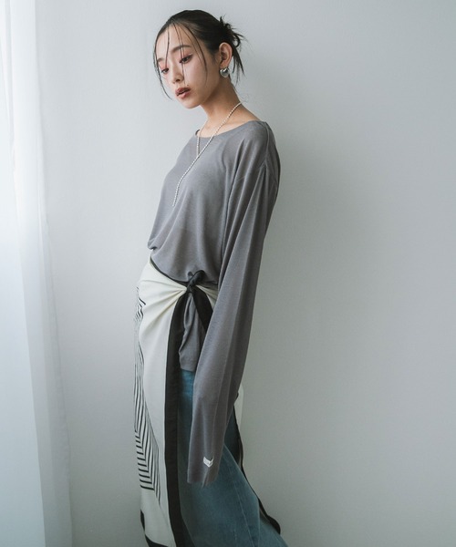 bohmal(ボマール)の「前後2WAYシアーロングトップス【大きいサイズ有り】(Tシャツ/カットソー・レディース・ブルー/グレー/ライム/ホワイト/ブラック/ピンク・M~L/LL~3L)」の10枚目の写真