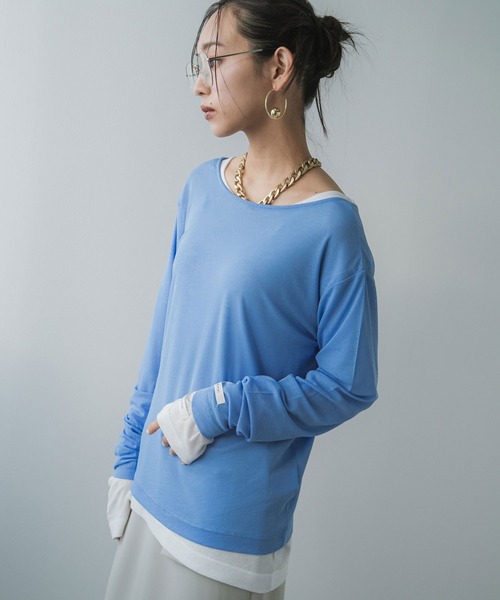 bohmal(ボマール)の「前後2WAYロングシアートップス【大きいサイズ有り】(Tシャツ/カットソー・レディース・ブルー/グレー/ライム/ホワイト/ブラック/ピンク・M~L/LL~3L)」の21枚目の写真